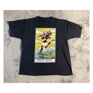 DC Comics Harley Quinn Tarot Card Graphic T-Shirt Black Men's Size‎ L